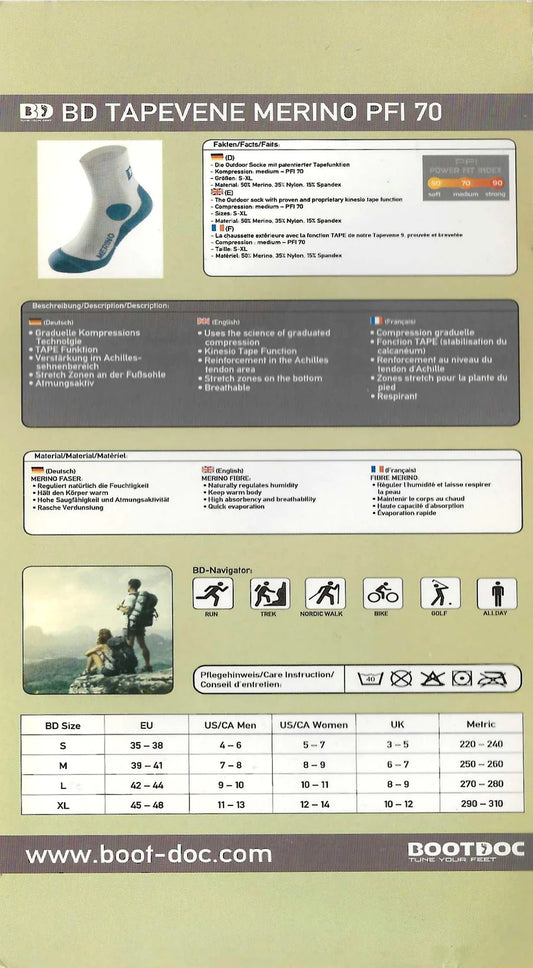 Bootdoc Tapevene Merino PFI 70 運動襪